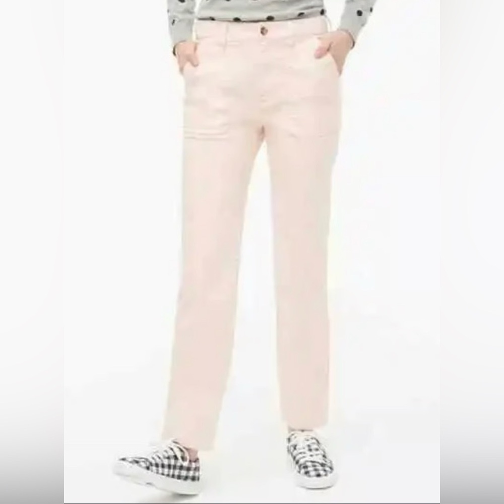 J. Crew Pink Pastel Cotton Utility Cropped Ankle Pants.  Sz 32 - Picture 2 of 10